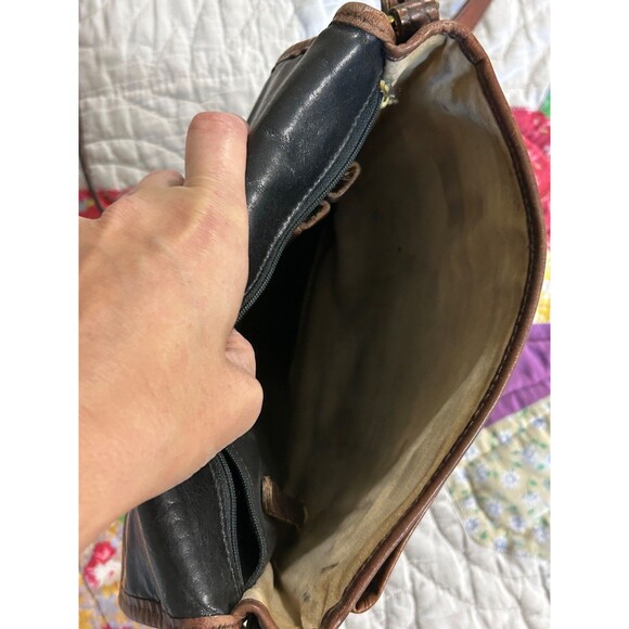 Vintage Brahmin 80's Black/Brown croc strap leather crossbody bag - Picture 9 of 13